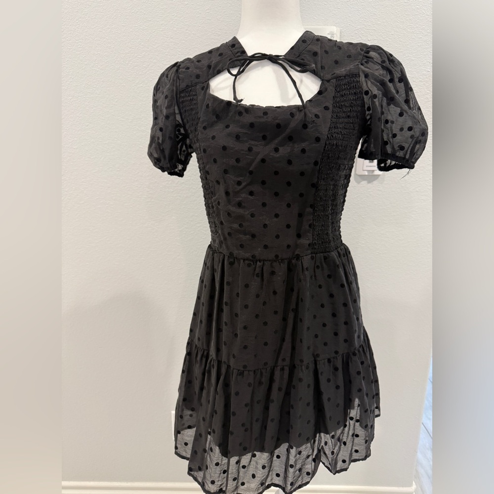 Juniors Women’s Shabby Chic Black Polka Dot dress